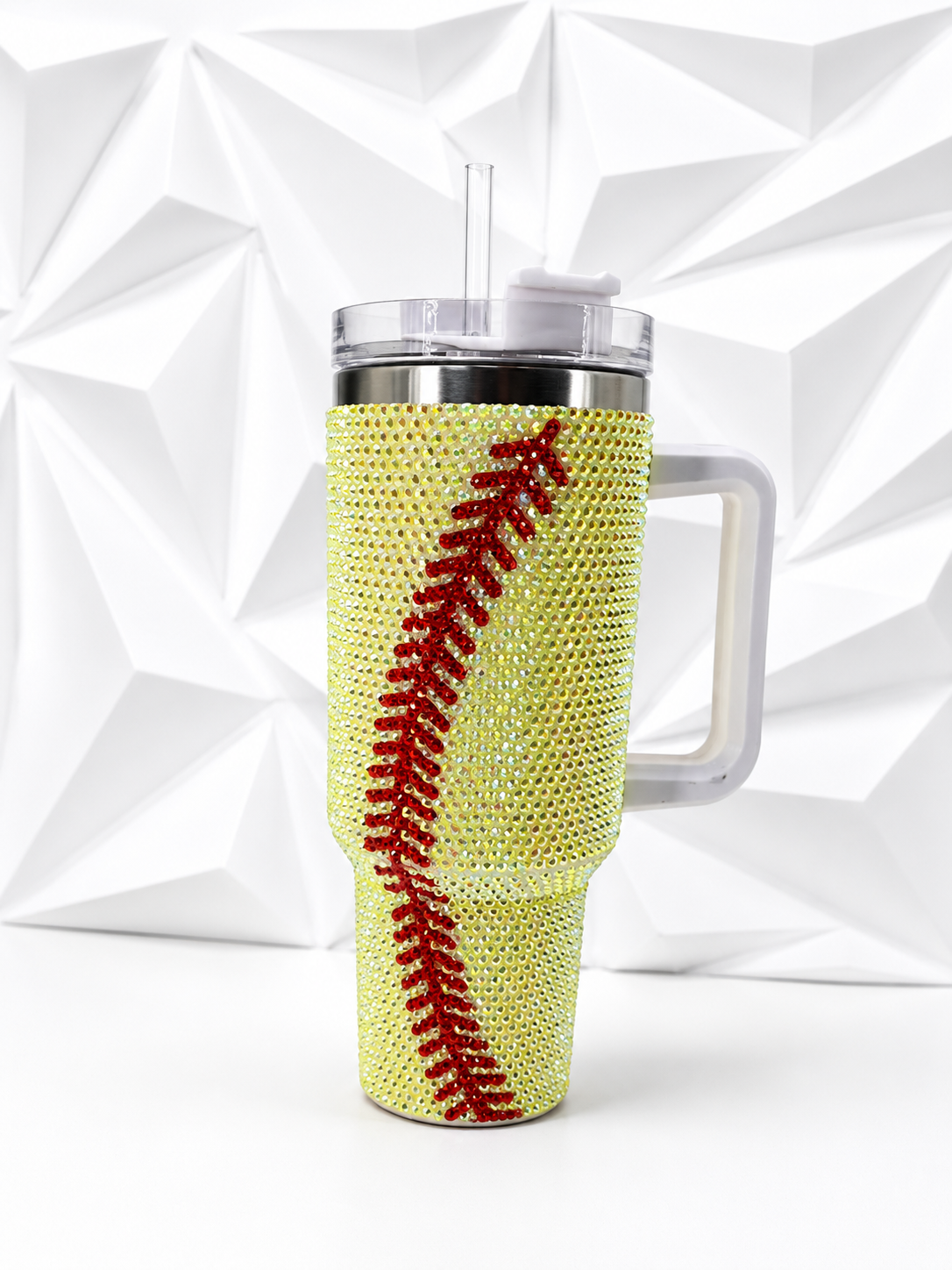 40 oz rhinestone tumbler with handle & straw