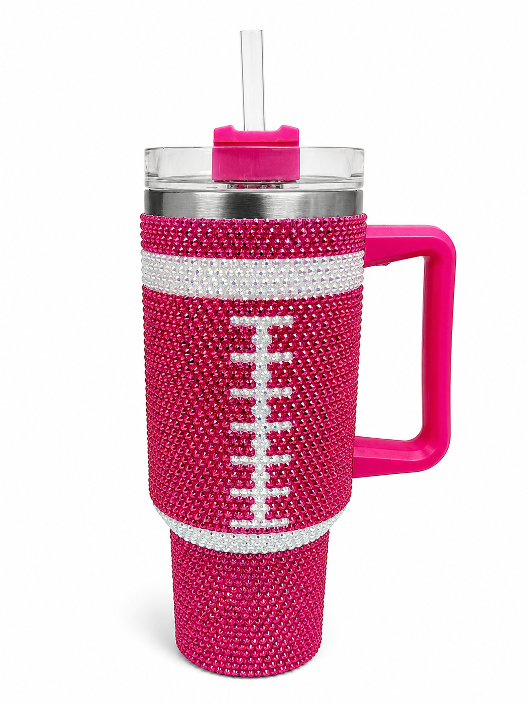 Football Bling Rhinestone 40oz Tumbler with Handle | Diamond Hotness