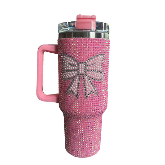 40 oz pink-bow Rhinestone Tumbler - My Store