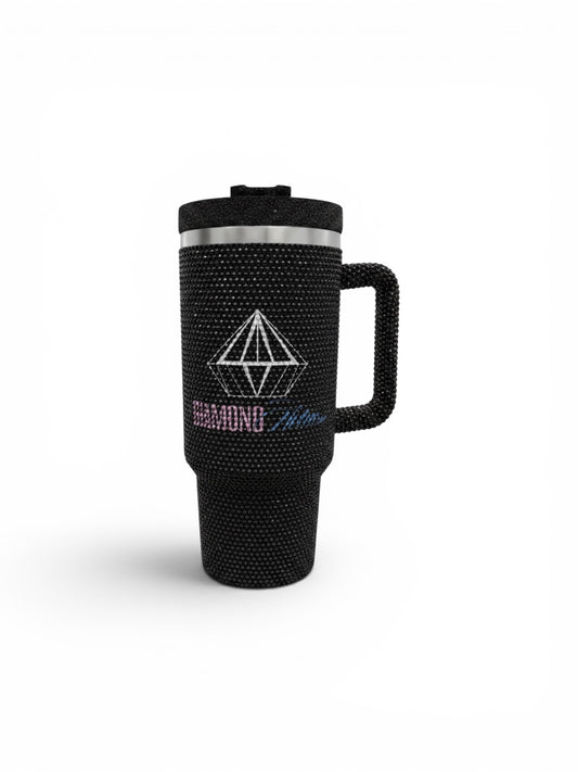 40 oz rhinestone tumbler with handle and straw