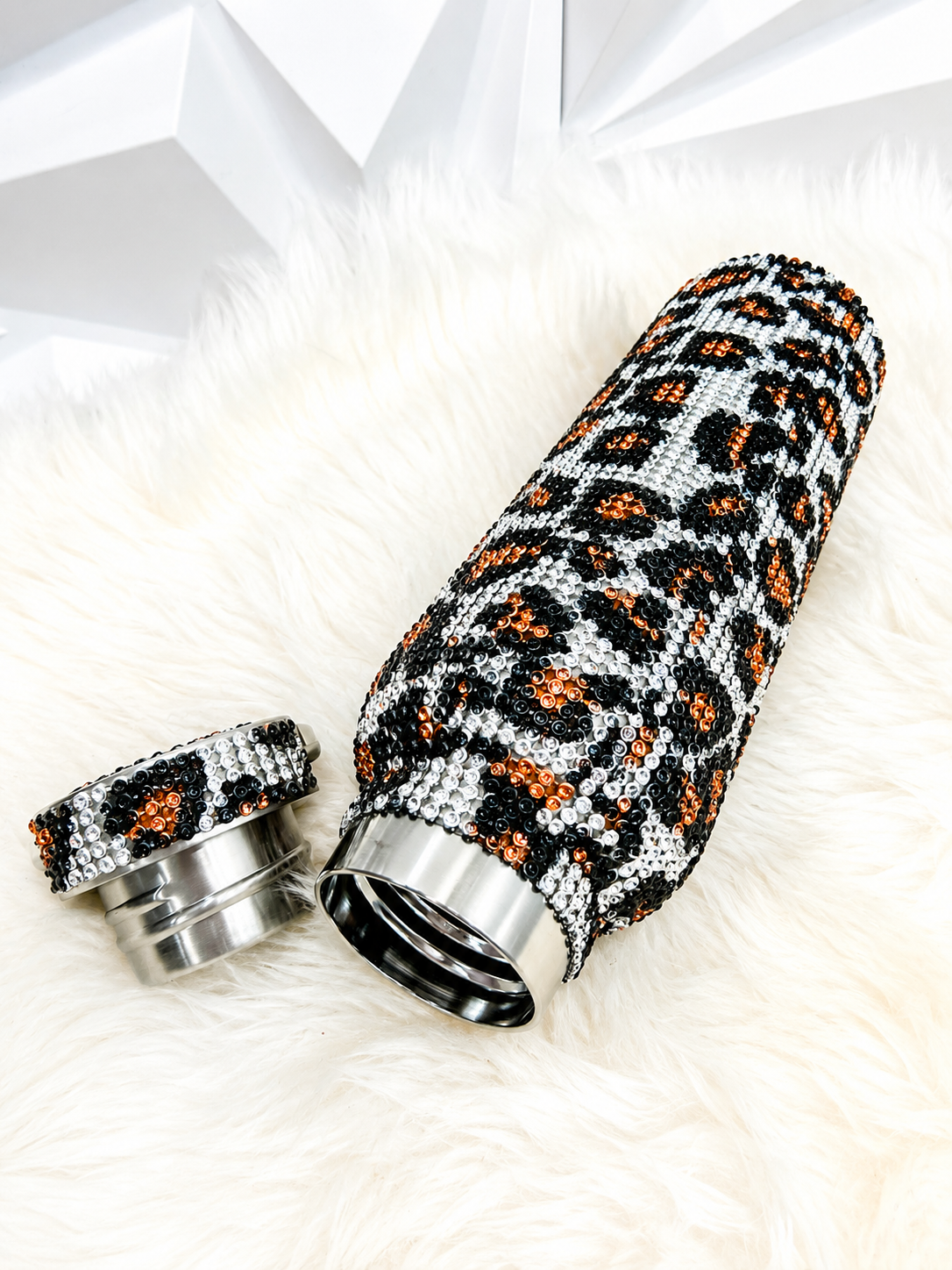 Luxury Rhinestone Leopard Water Bottle