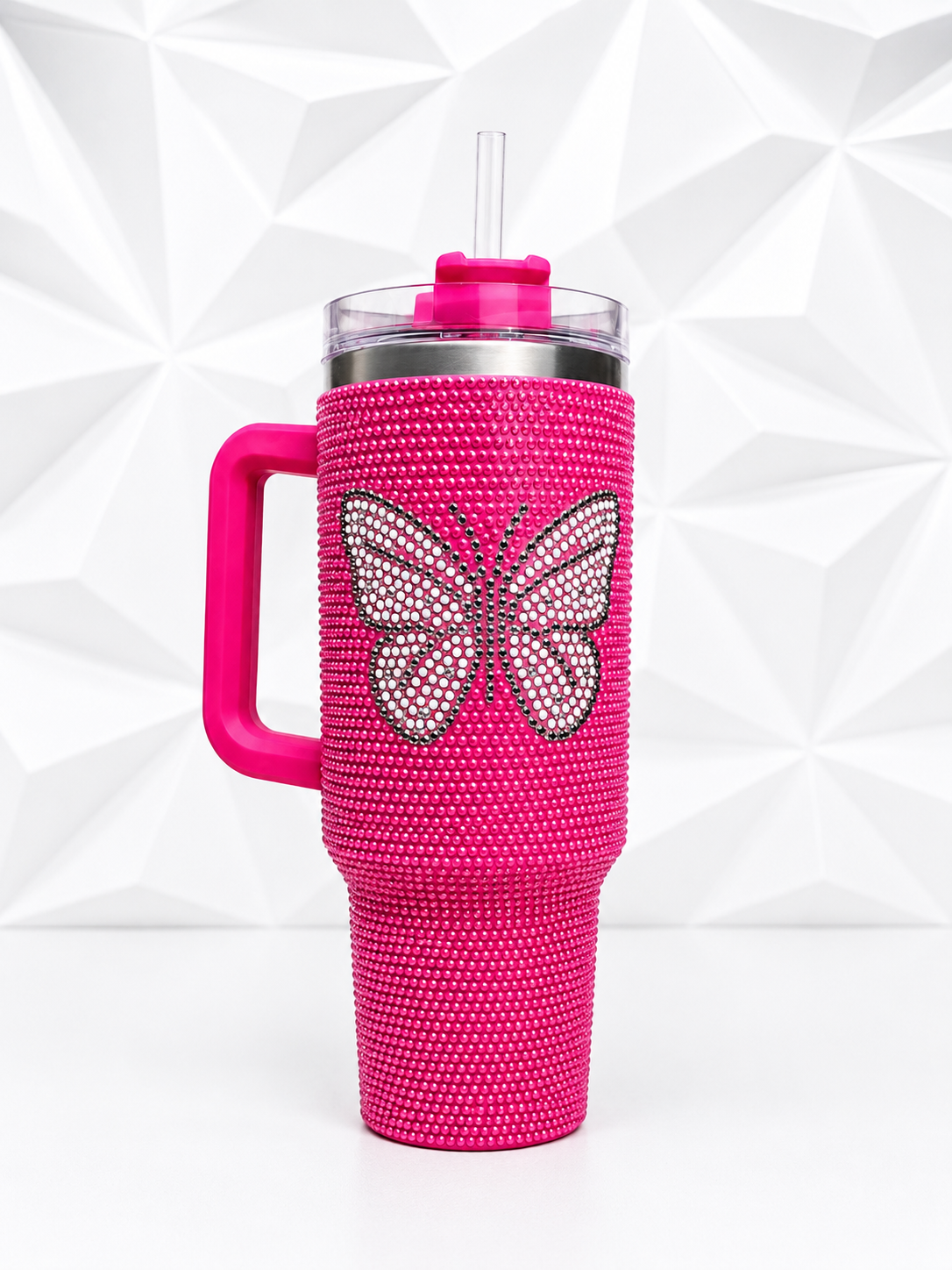 40 oz Butterfly Rhinestone